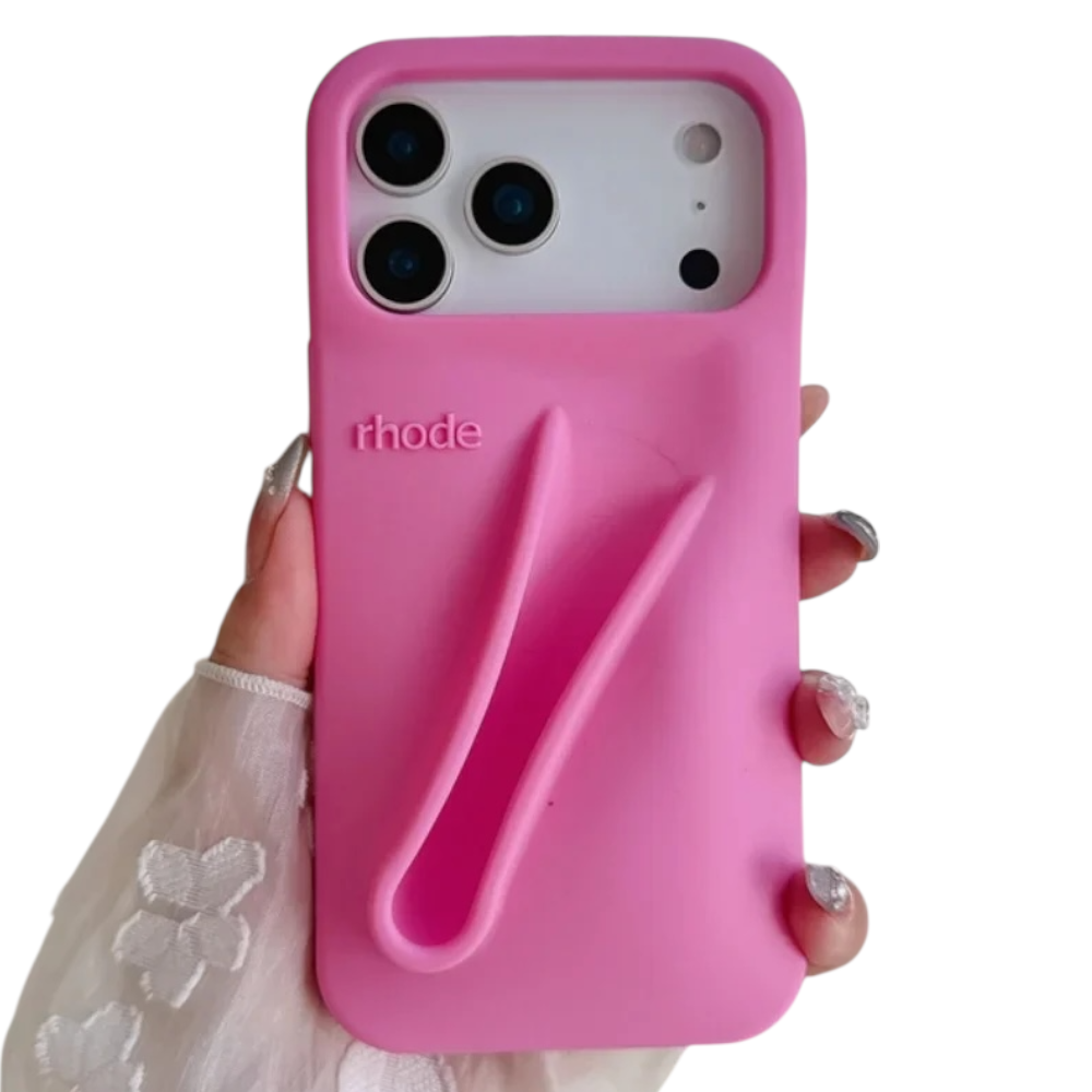 With Lip Gloss Kit Silicon Phone Case for iPhone - Pink Colour