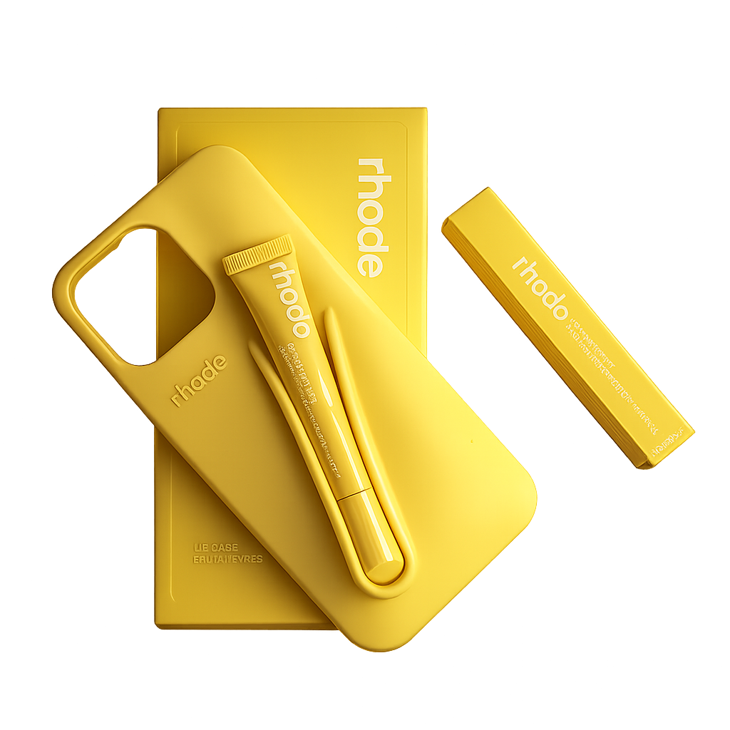 Rhode With Lip Gloss Kit Silicon Phone Case for iPhone - Yellow Lemontini