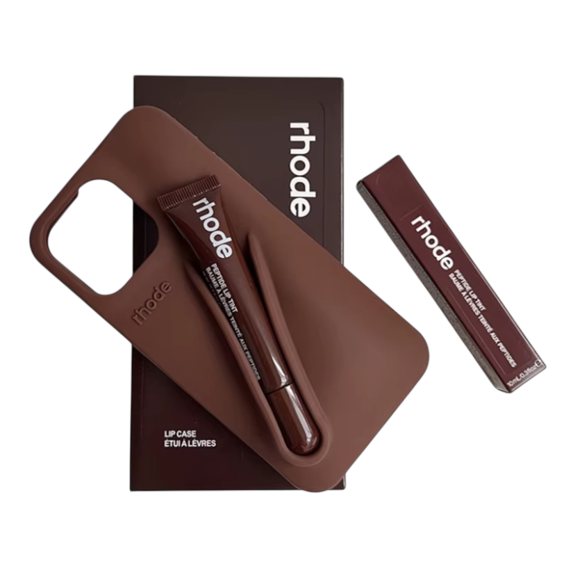 Rhode With Lip Gloss Kit Silicon Phone Case for iPhone - Dark Brown Expresso Colour