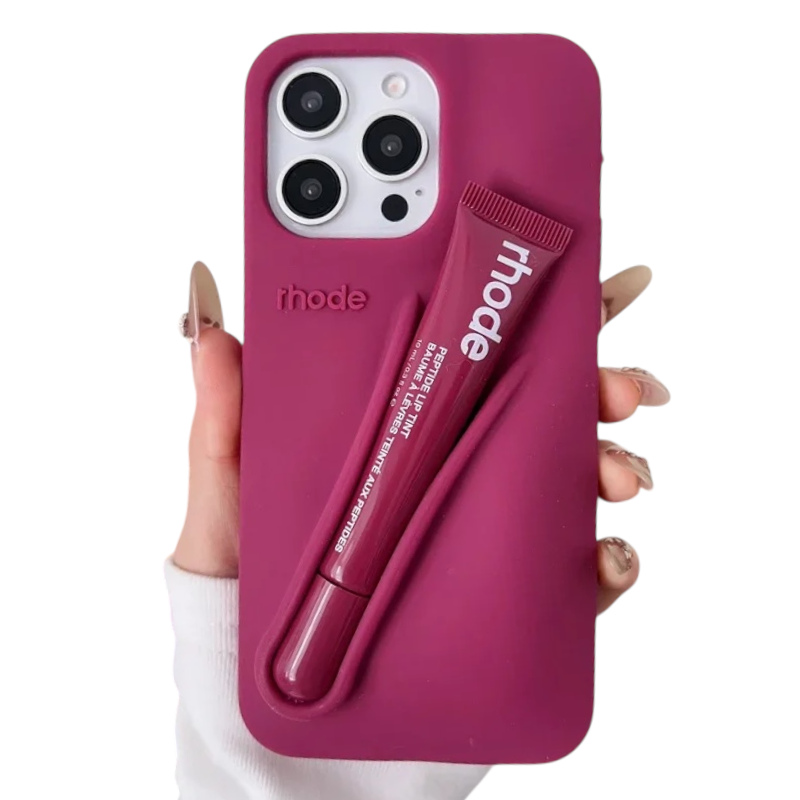 Lip Gloss Kit Silicon Phone Case for iPhone - Raspberry