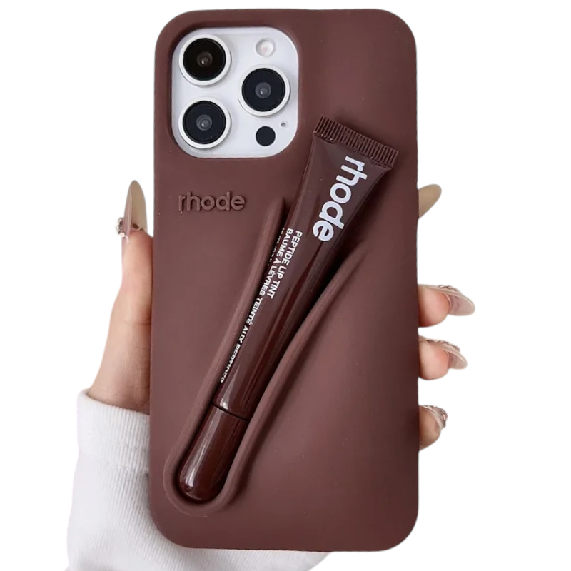 Lip Gloss Kit Silicon Phone Case for iPhone - Espresso