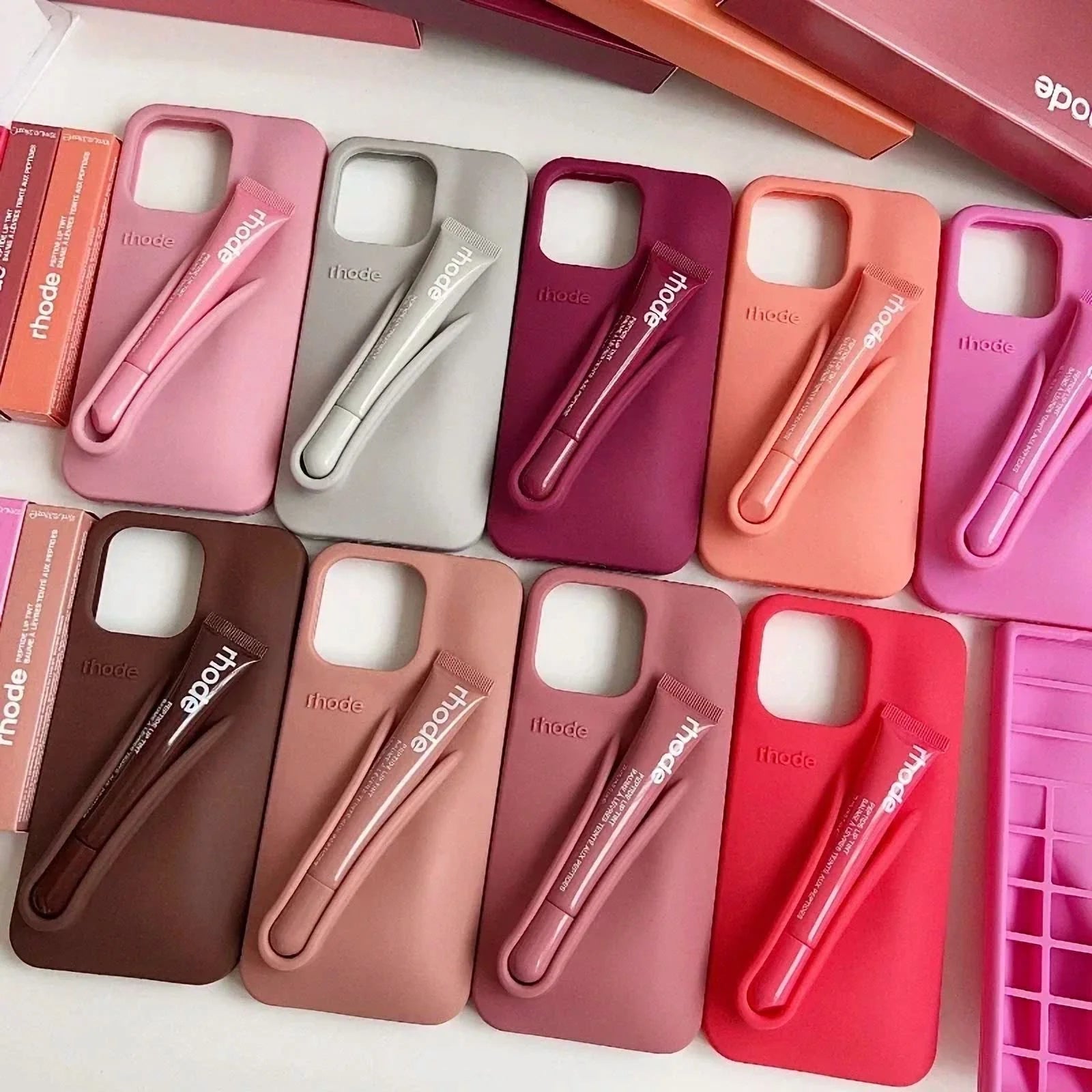 Lip Gloss Kit Silicon Phone Case for iPhone - Orange
