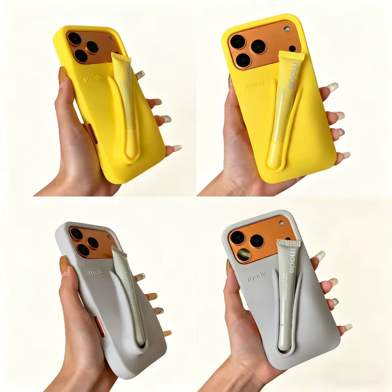 Rhode With Lip Gloss Kit Silicon Phone Case for iPhone - Yellow Lemontini