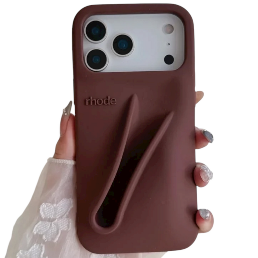 With Lip Gloss Kit Silicon Phone Case for iPhone - Dark Brown Expresso Colour