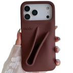 With Lip Gloss Kit Silicon Phone Case for iPhone - Dark Brown Expresso Colour