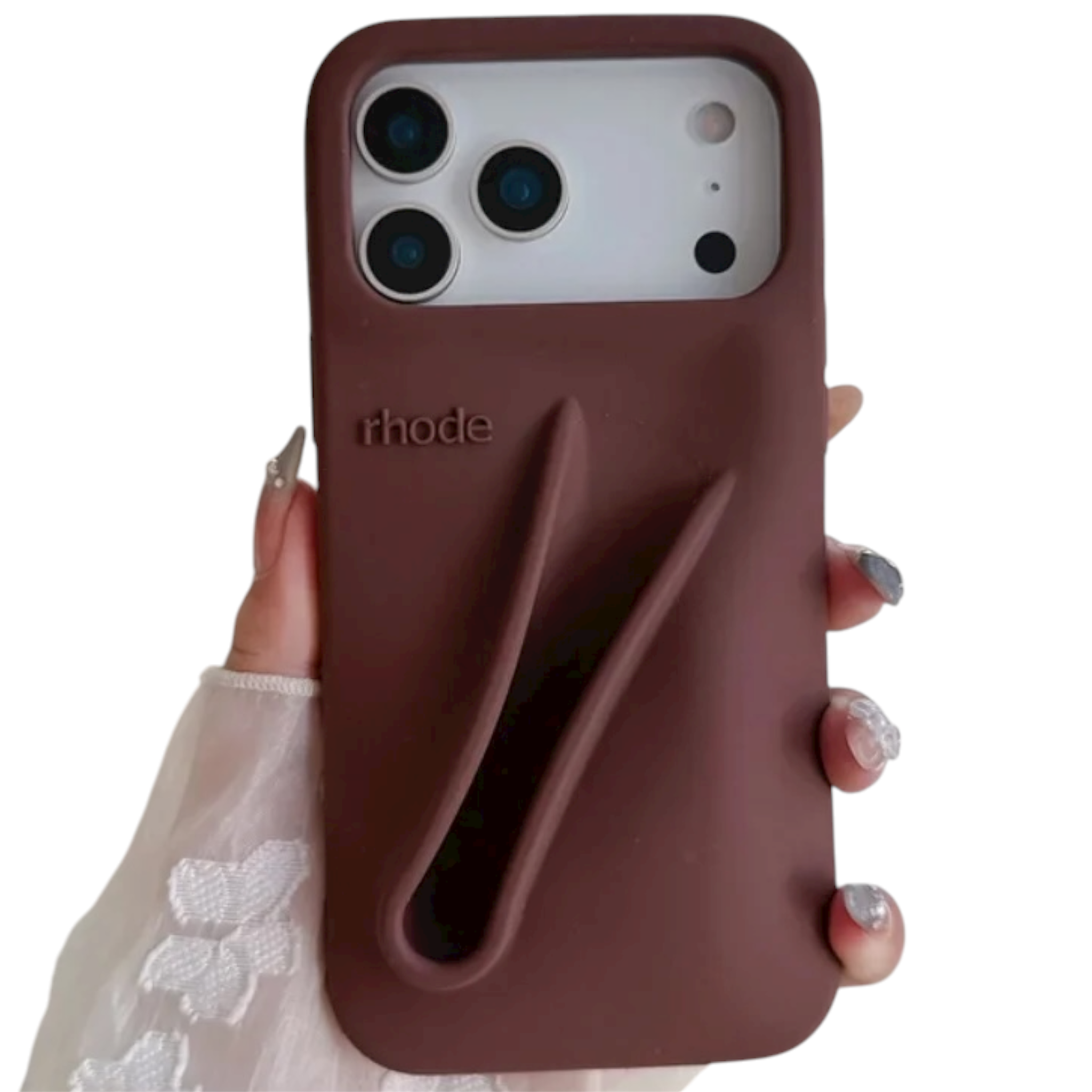 With Lip Gloss Kit Silicon Phone Case for iPhone - Dark Brown Expresso Colour