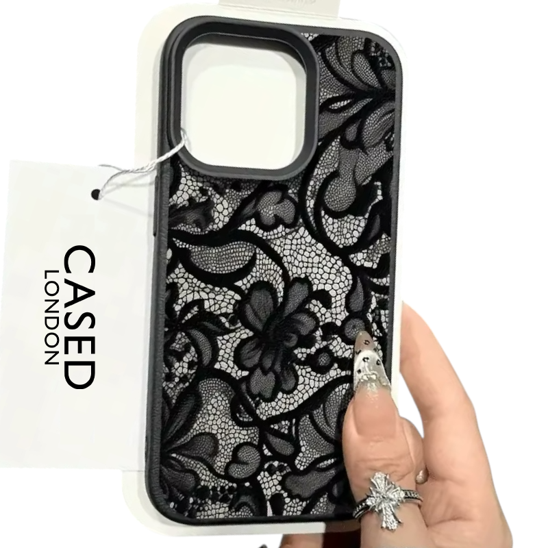 Black Lace Pattern Phone Case For iPhone Models