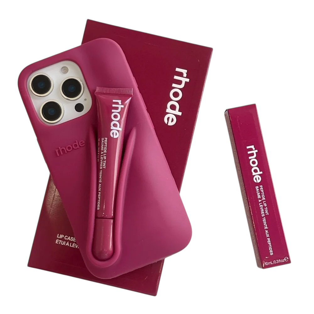 With Lip Gloss Kit Silicon Phone Case for iPhone - Raspberry Colour