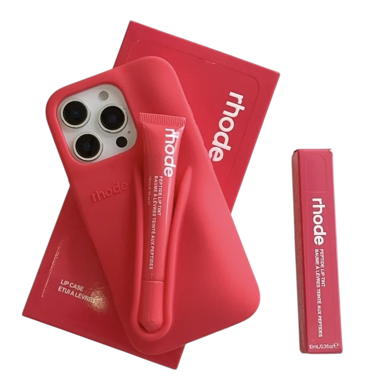 With Lip Gloss Kit Silicon Phone Case for iPhone - Red Colour