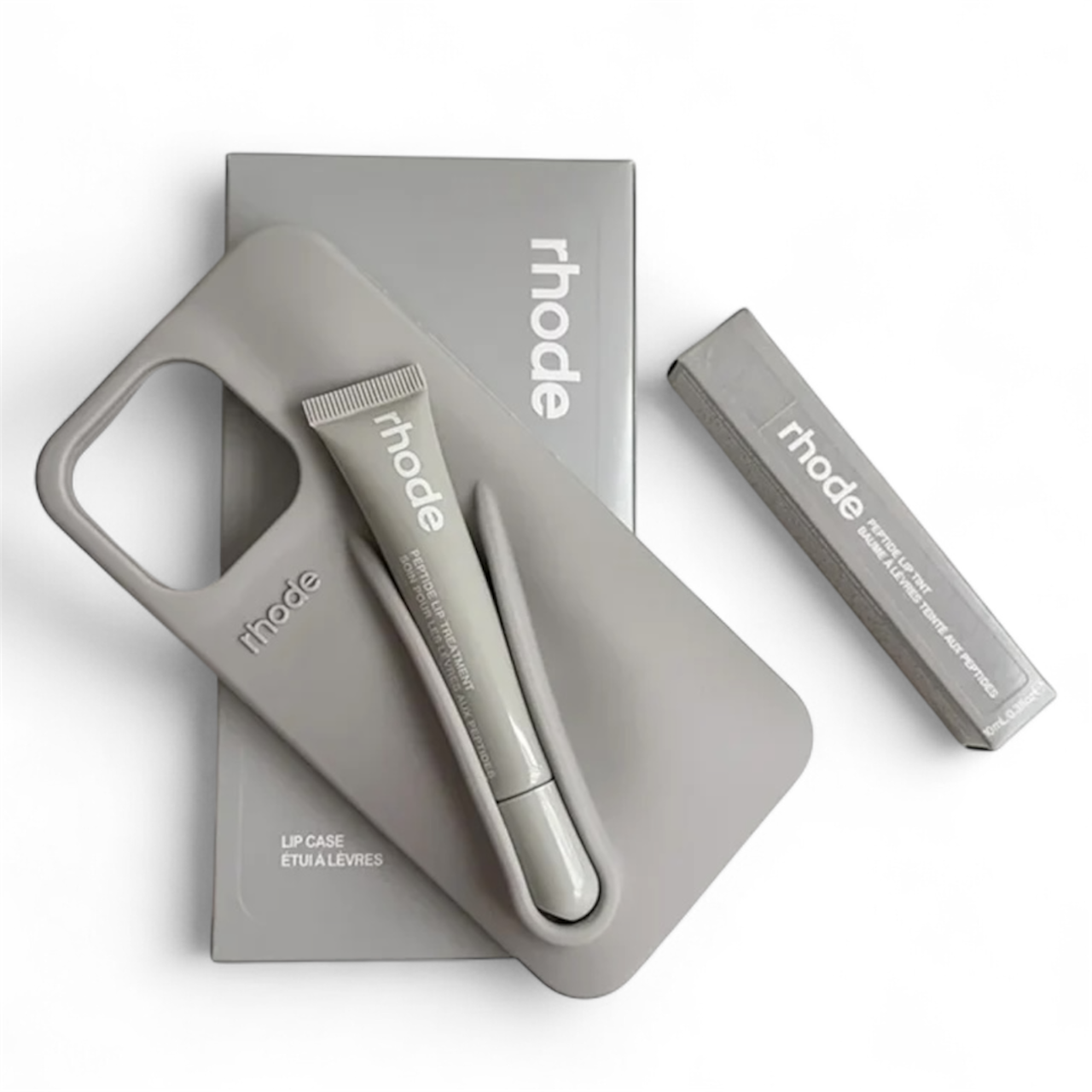 With Lip Gloss Kit Silicon Phone Case for iPhone - Grey Silver Colour