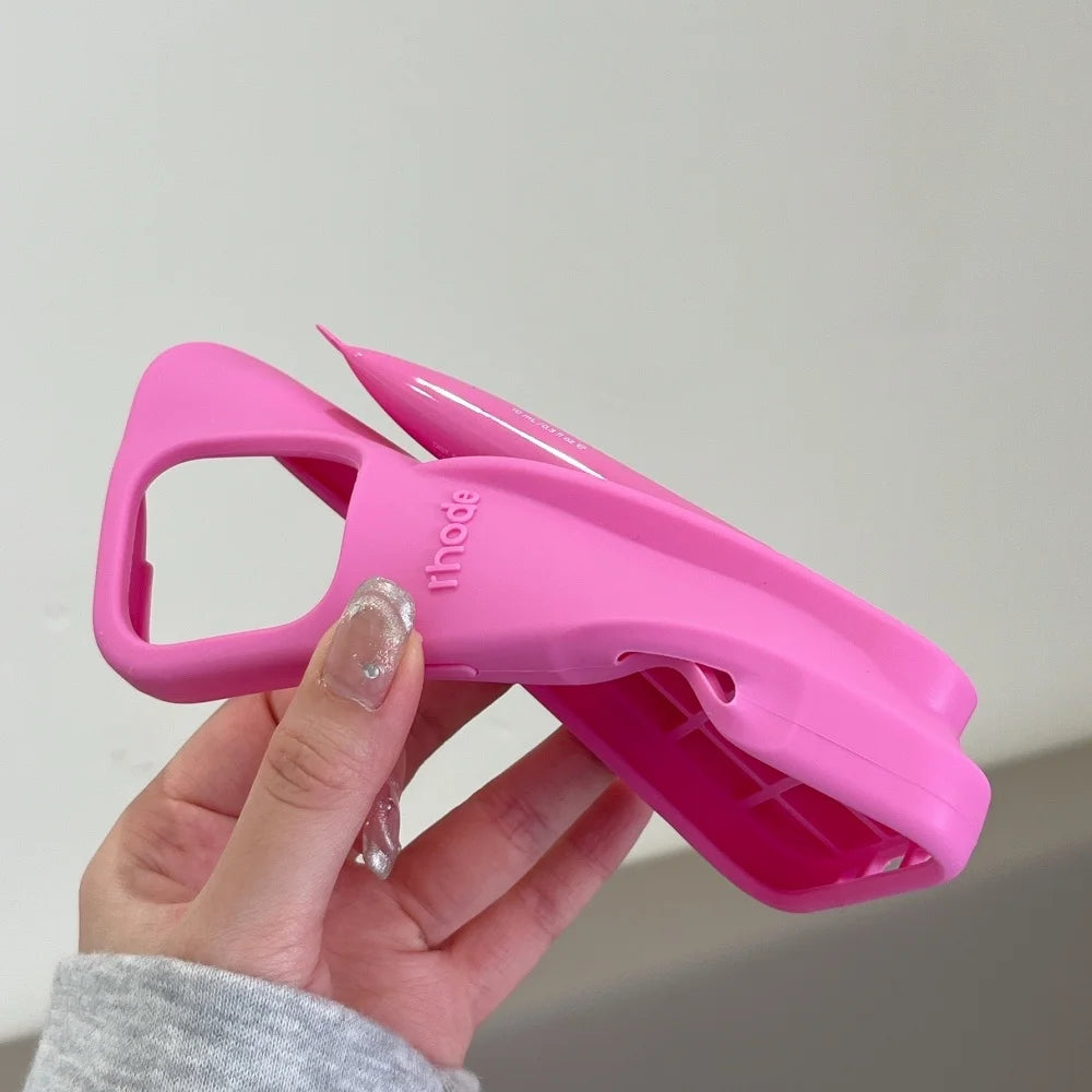 With Lip Gloss Kit Silicon Phone Case for iPhone - Pink Colour