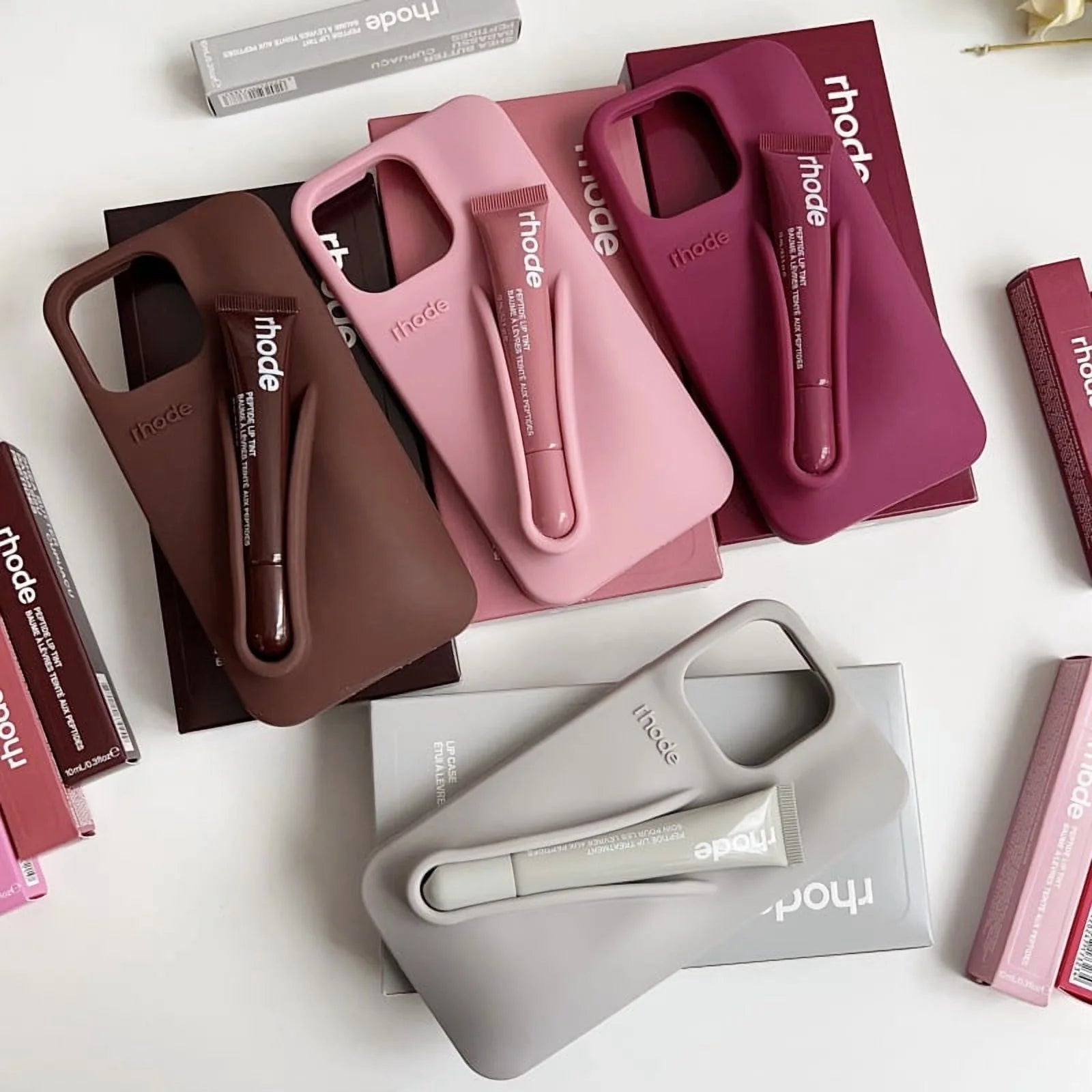Lip Gloss Kit Silicon Phone Case for iPhone - Raspberry