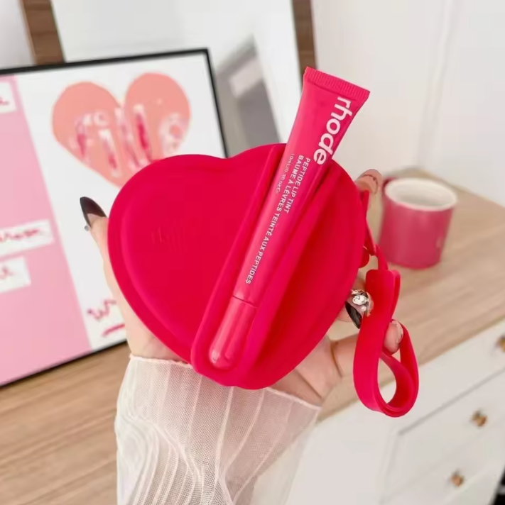 Heart Lip Gloss Bag & Coin Purse Organizer incl. Lip Gloss