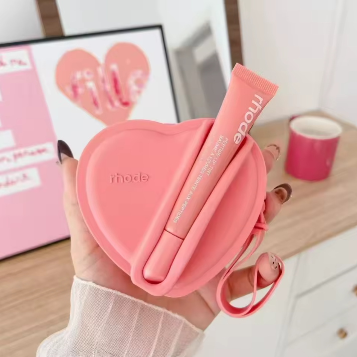 Heart Lip Gloss Bag & Coin Purse Organizer incl. Lip Gloss