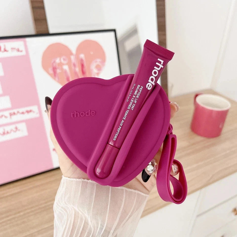 Heart Lip Gloss Bag & Coin Purse Organizer incl. Lip Gloss