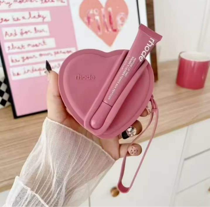 Heart Lip Gloss Bag & Coin Purse Organizer incl. Lip Gloss